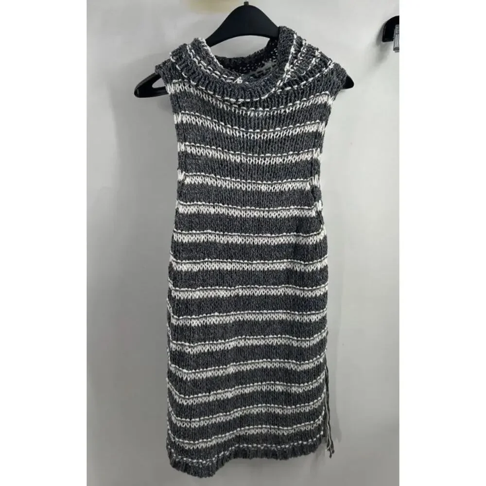 NWT Free People Folksong Midnight Striped Fringe Tunic Sweater Vest Size S